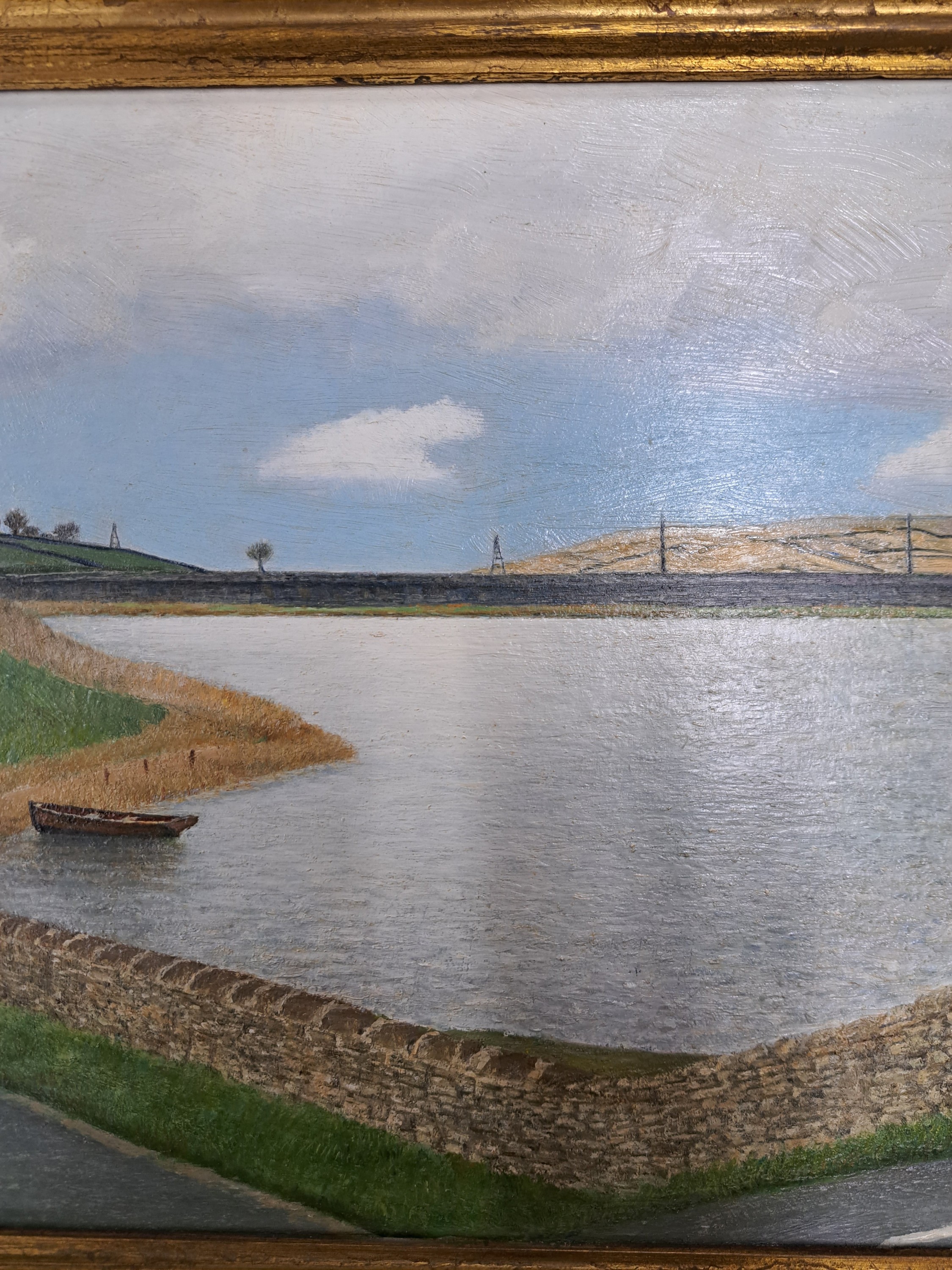 Detail f: Richard Ernest Eurich, 1903-1992, "The Reservoir" rückseitig so betitelt, Öl/Hartfaser, links unten signiert und dat. 74, rückseitig ...