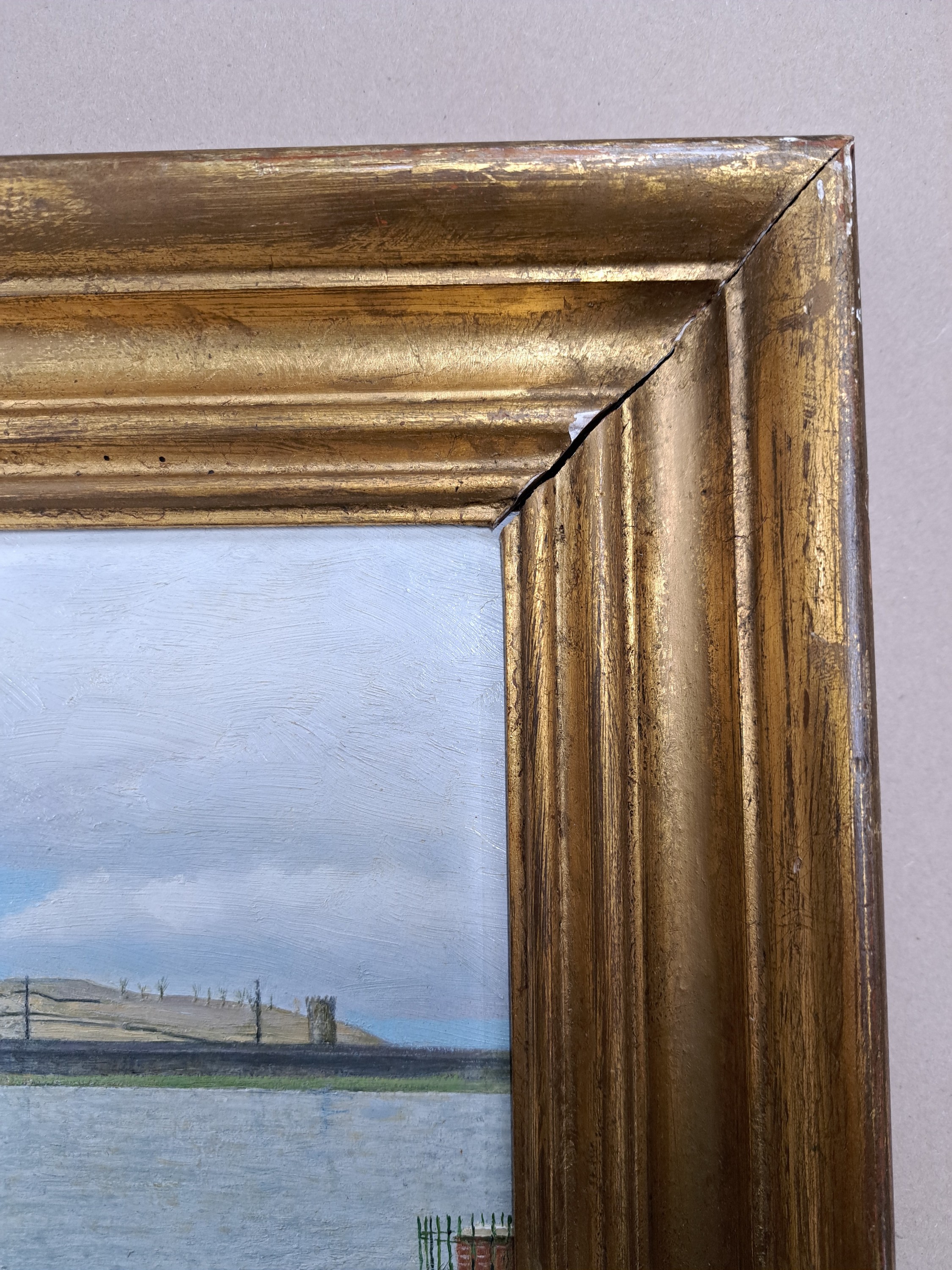 Detail h: Richard Ernest Eurich, 1903-1992, "The Reservoir" rückseitig so betitelt, Öl/Hartfaser, links unten signiert und dat. 74, rückseitig ...