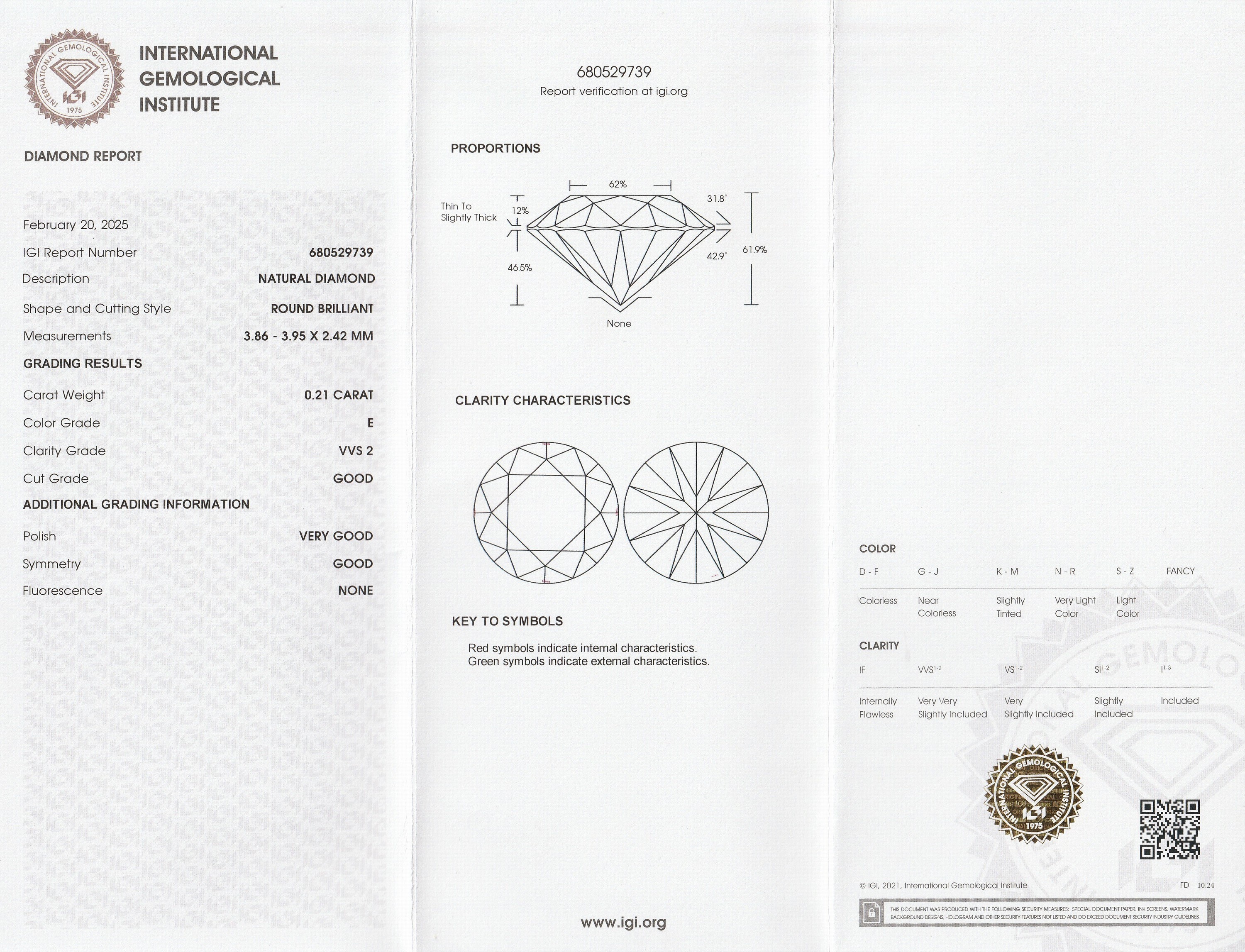 Detail a: Loser Brillant, 0.21 ct hochfeines Weiß (E)/vvs2, eingeschweißt, mit IGI-Expertise