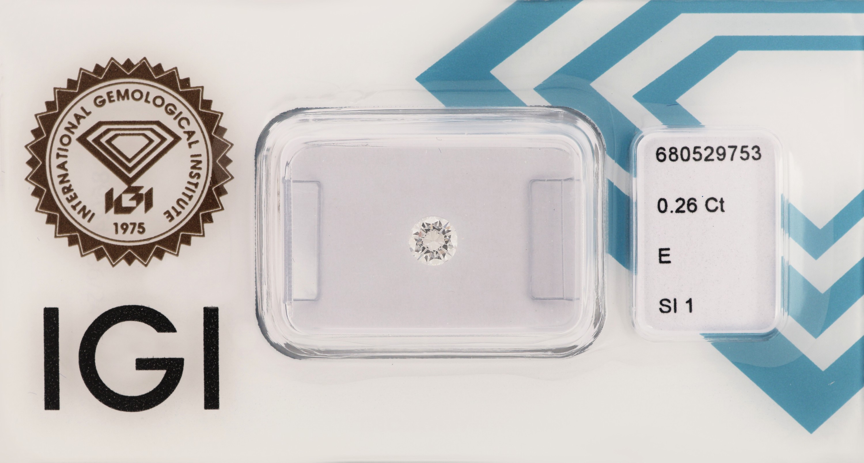 Loser Brillant, 0.26 ct hochfeines Weiß (E)/si1, eingeschweißt, mit IGI-Expertise