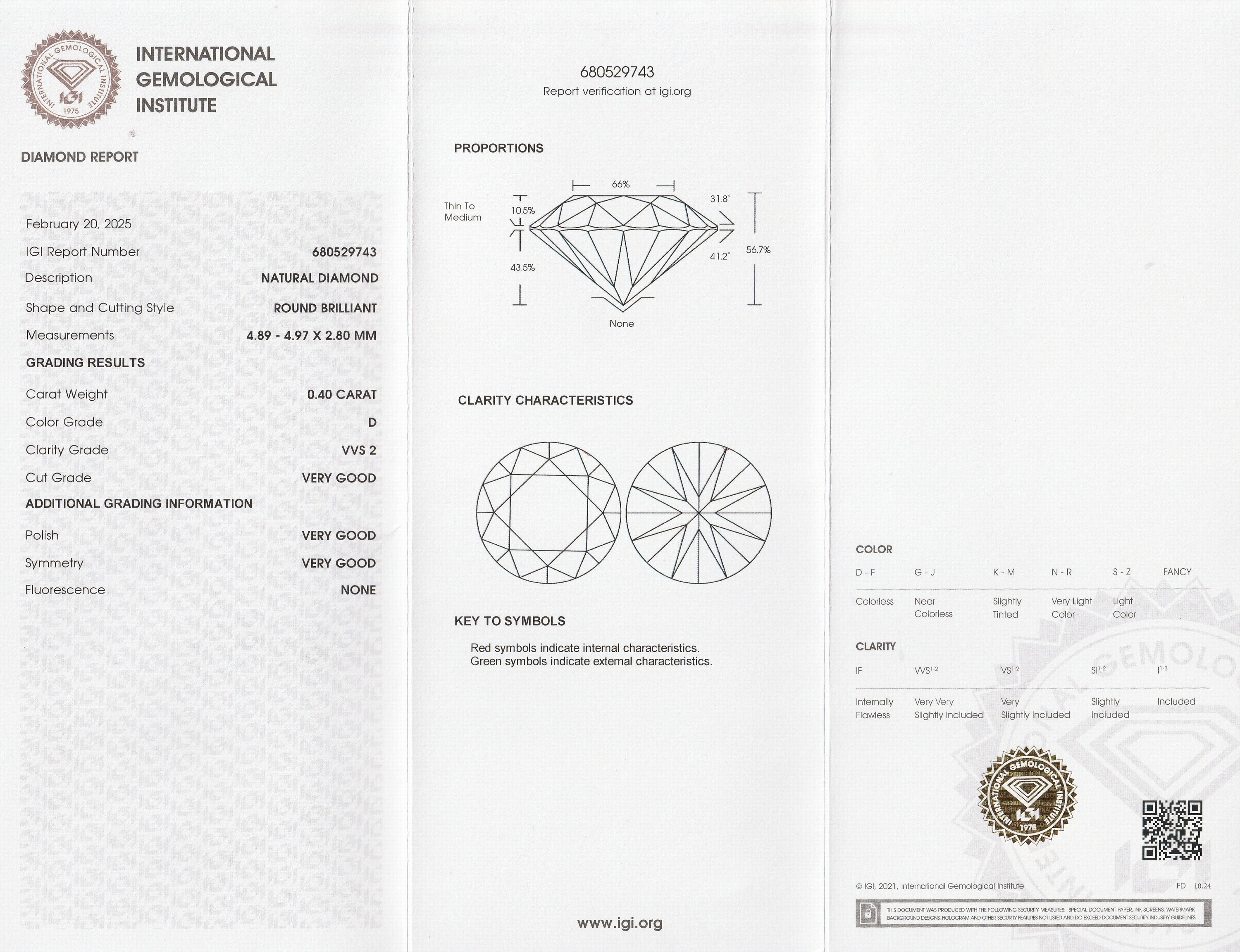Detail a: Loser Brillant, 0.40 ct hochfeines Weiß +(D)/vvs2, eingeschweißt, mit IGI-Expertise
