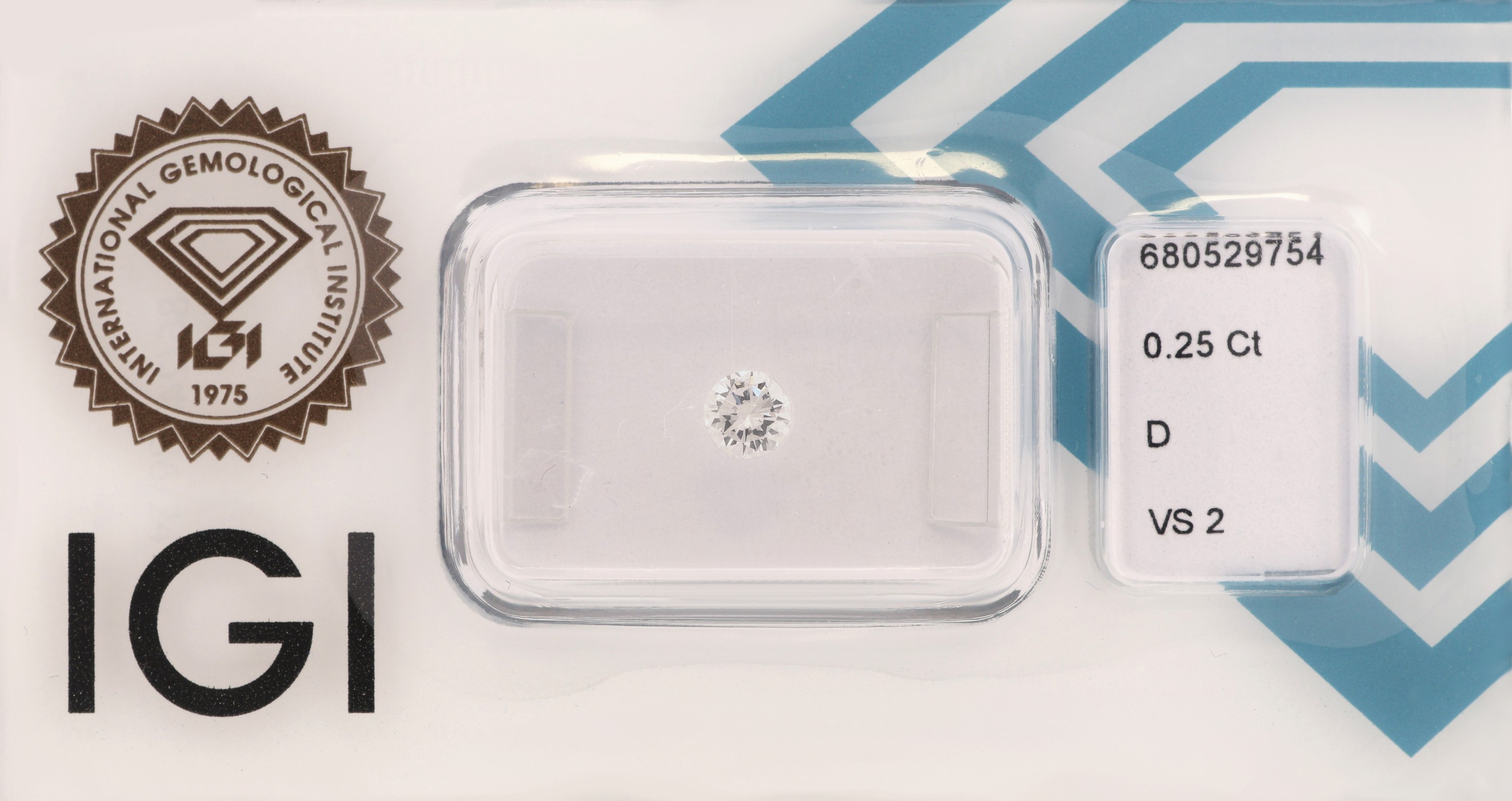 Loser Brillant, 0.25 ct hochfeines Weiß +(D)/vs2, eingeschweißt mit IGI-Expertise