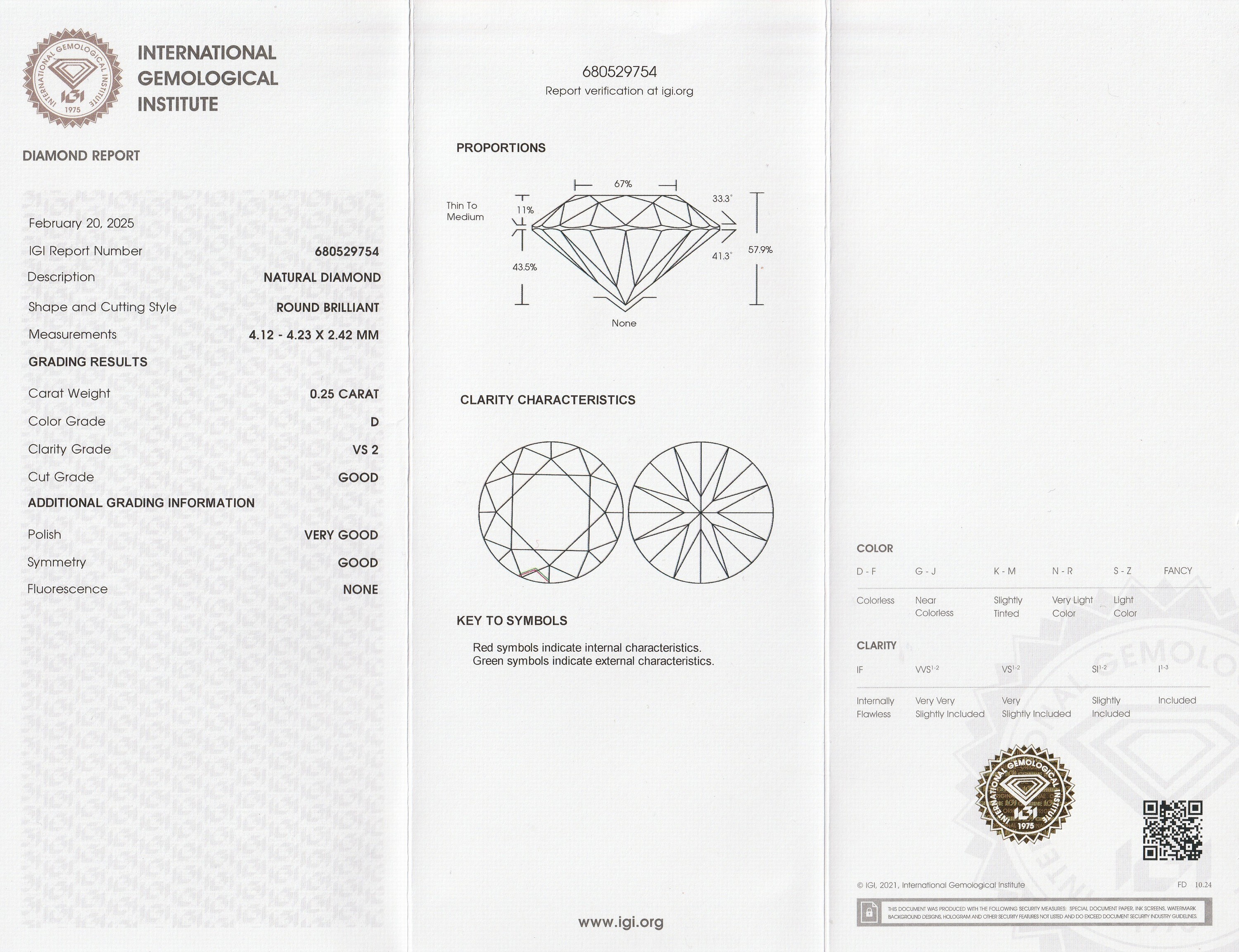 Detail a: Loser Brillant, 0.25 ct hochfeines Weiß +(D)/vs2, eingeschweißt mit IGI-Expertise