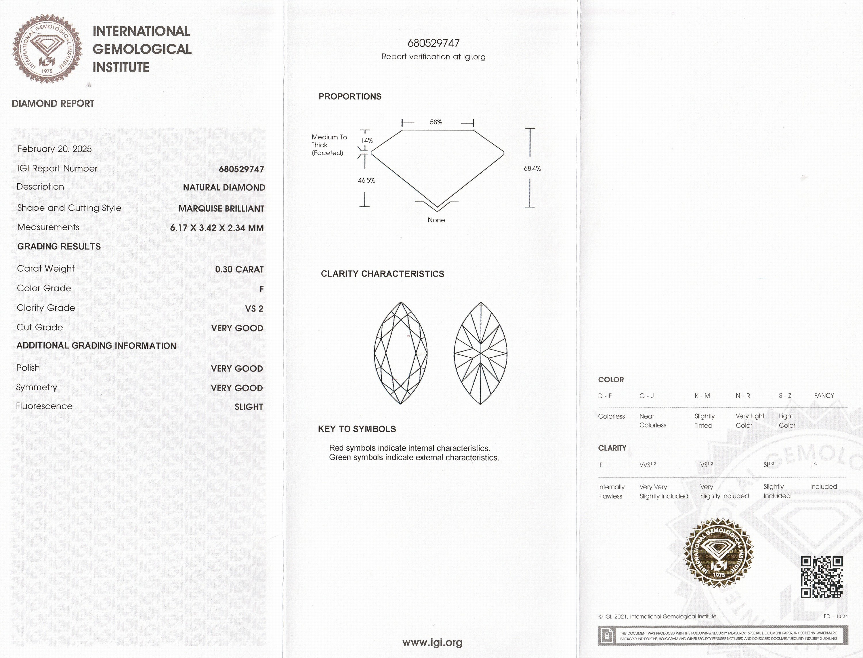 Detail a: Loser Brillant 0.30 ct, feines Weiß+ (F)/vs2, eingeschweißt mit IGI-Expertise