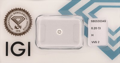 Image Loser Brillant, 0.20 ct Weiß (H)/vvs2, eingeschweißt, mit IGI-Expertise ...