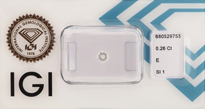 Image Loose brilliant, 0.26 ct River (E)/si1 , sealed, with IGI-expertise Valuation Price: ...