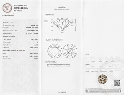 26928790a - Loser Brillant, 0.40 ct hochfeines Weiß +(D)/vvs2, eingeschweißt, mit ...