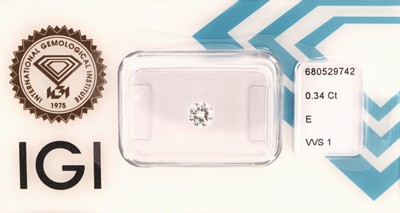 Image Loser Brillant, 0.34 ct hochfeines Weiß (E)/vvs1, eingeschweißt mit ...