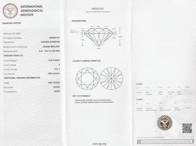 26928791a - Loser Brillant, 0.34 ct hochfeines Weiß (E)/vvs1, eingeschweißt mit ...