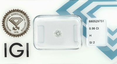 Image Loser Brillant, 0.56 ct Weiß (H)/si2, eingeschweißt mit IGI-Expertise ...