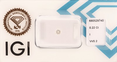 Image Loser Brillant, 0.22 ct l.get.Weiß (I)/vvs2, eingeschweißt, mit IGI-Expertise ...