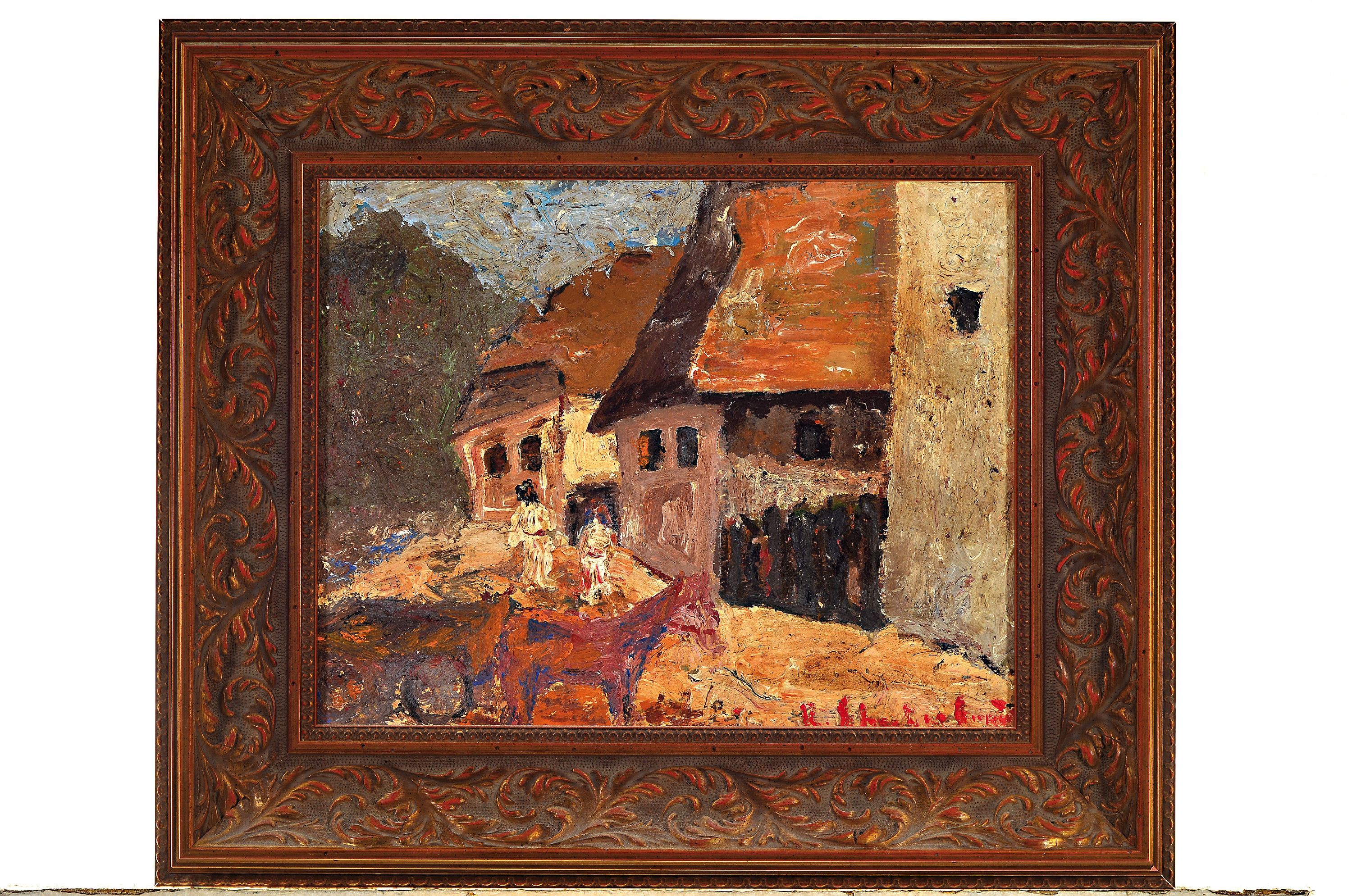 Detail k: Rudolf Schweitzer-Cumpana, 1886-1975, Stadtansicht, Öl/Malkarton, expressive Malerei mit pastosem Farbauftrag, rechts unten signiert, ca. 34x43cm, ...