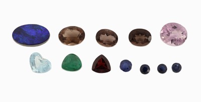 Image Lot lose Farbsteine, best. aus: 3 ovalfacett. Rauchquarze zus. ca. 5.86 ct, 4 rundfacett. ...