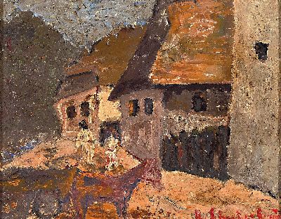 Image 26928819 - Rudolf Schweitzer-Cumpana, 1886-1975, Stadtansicht, Öl/Malkarton, expressive ...