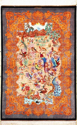Image 26928831 - Ghom Seide Sehr fein Persien, signiert"Radjabian", Neu, reine Naturseide, ca. ...