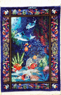 Image 26928835 - Ghom Seide Sehr fein Perisen, signiert"Bahram", Neu, reine Naturseide, ca. 85 ...