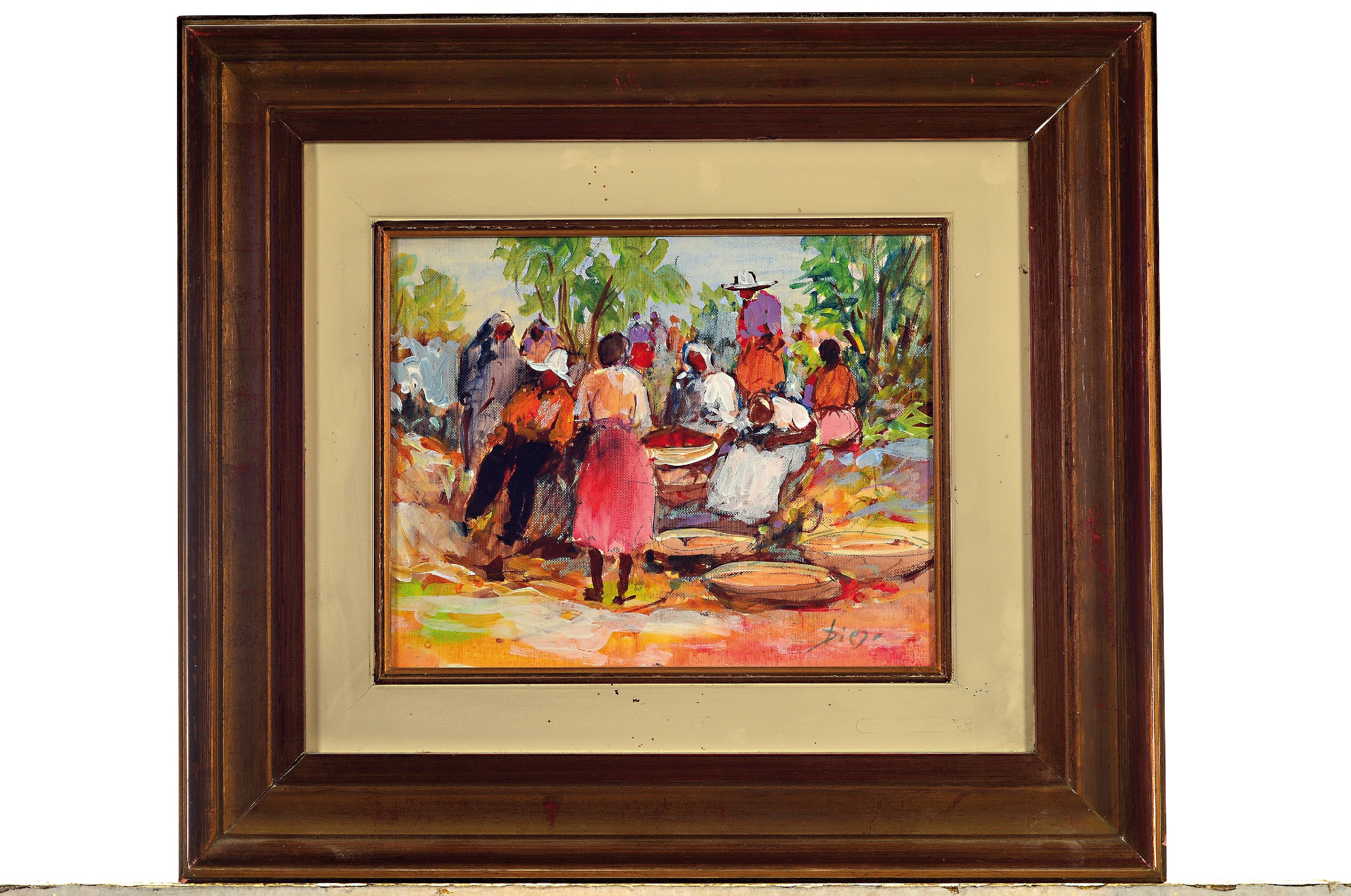 Detail k: Prof. Diego Voci, 1920 Gasperina-1985 Taunusstein, aquarellierte Zeichnung, "Mexikanischer Markt" so verso betitelt, signiert, ca. 20x25 ...