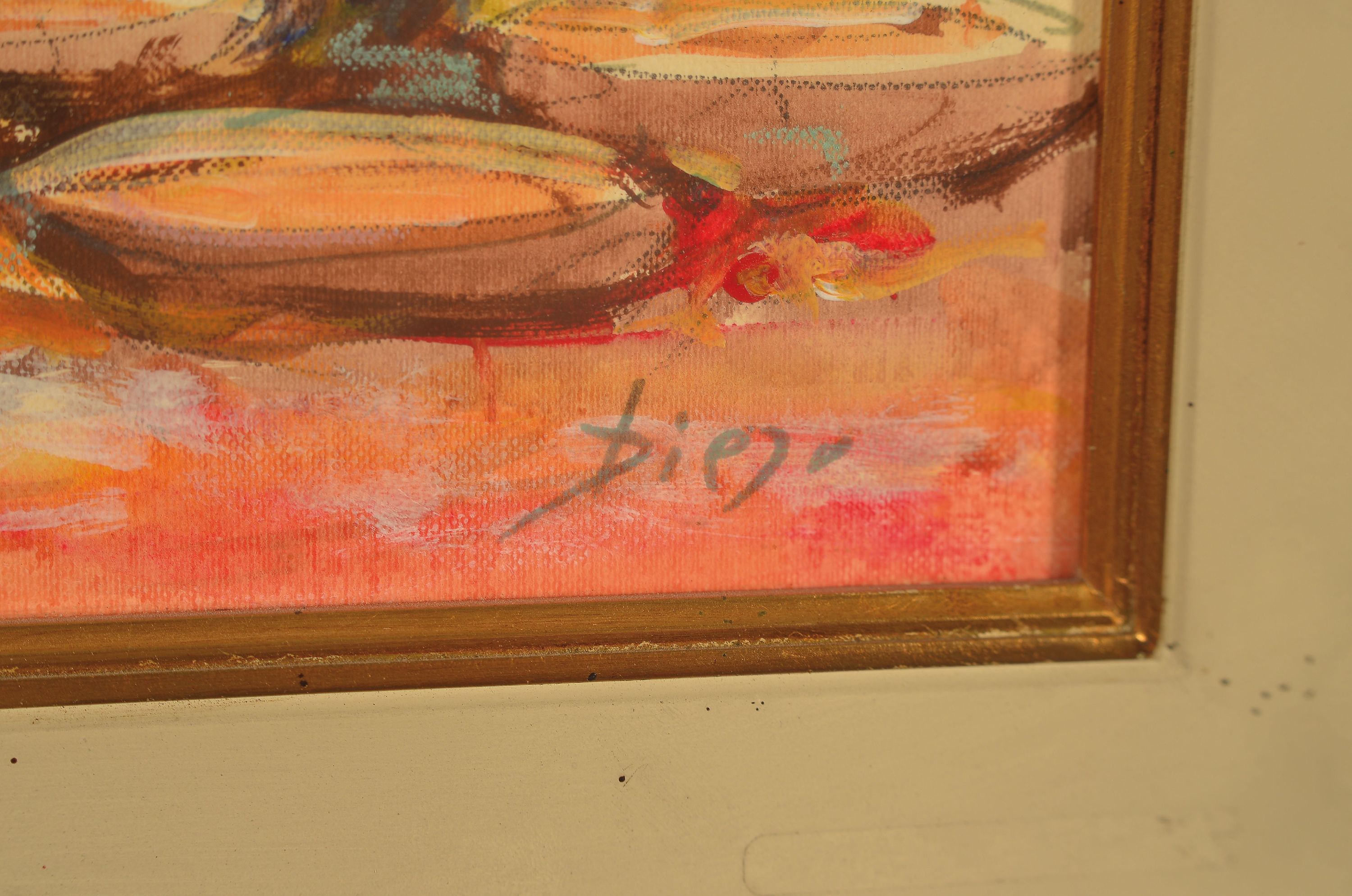 Detail l: Prof. Diego Voci, 1920 Gasperina-1985 Taunusstein, aquarellierte Zeichnung, "Mexikanischer Markt" so verso betitelt, signiert, ca. 20x25 ...