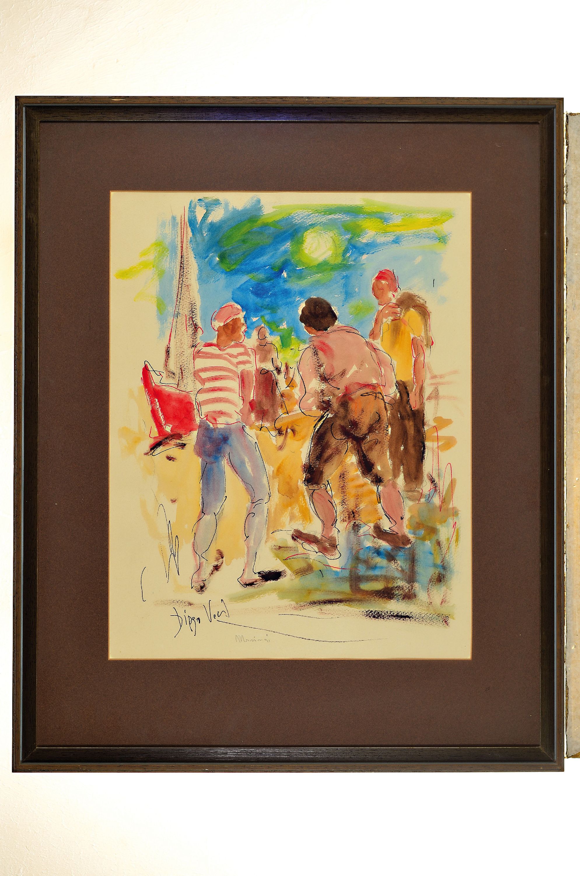 Detail l: Prof. Diego Voci, 1920 Gasperina-1985 Taunusstein, 2 Aquarelle, Fischer am Strand und Herlekins, je signiert, gerahmt