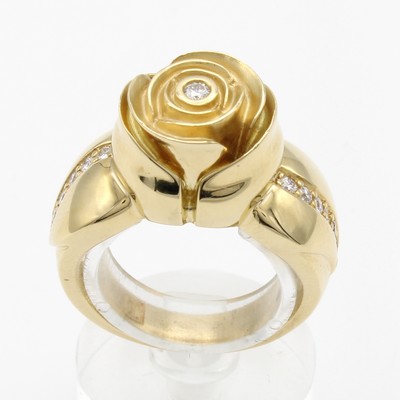 Image Ring mit Brillanten, GG 750/000, Ringkopf als Rosenblüte, 13 Brill. zus. ca. 0.29 ...