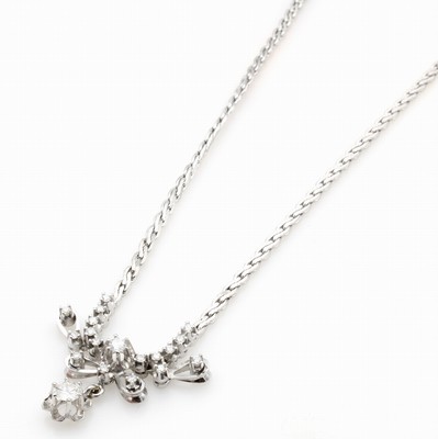 Image Collier mit Diamanten und Brillant, WG 750/000, 1 Brill. ca. 0.50 ct feines Weiß/ ...