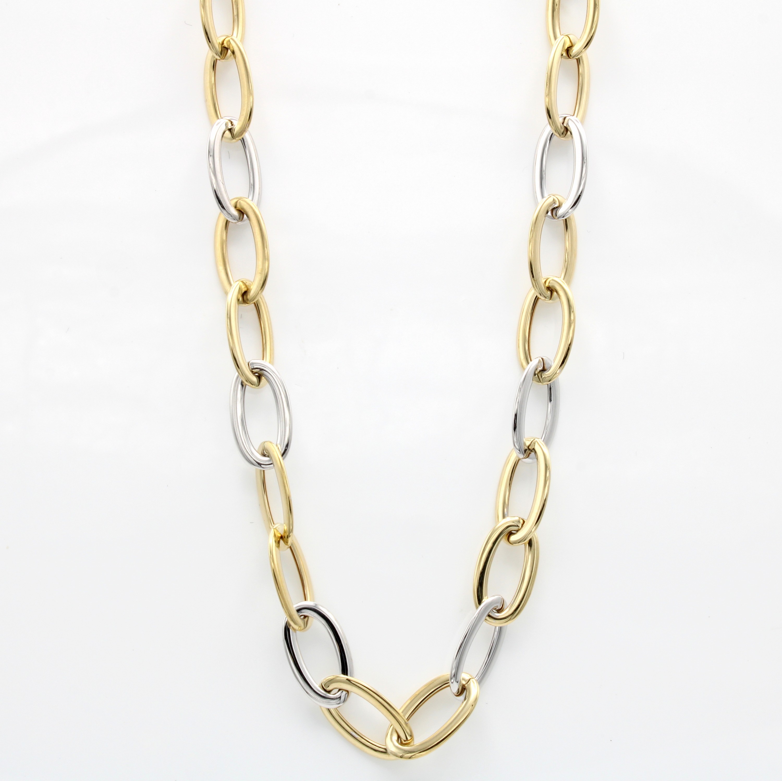 Image 26929325 - Collier mit ovalen Ringelgliedern, GG/WG 585/000, Karabinerschl., B. ca. 8 mm, L. ca. 45 ...