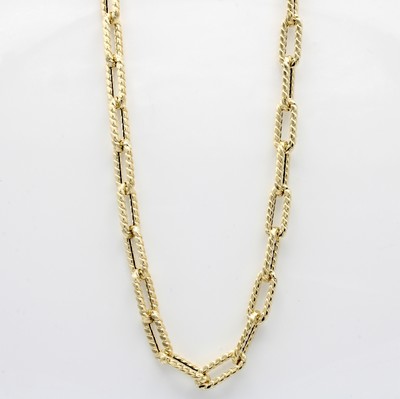 Image Collier im Paperclipmuster, GG 585/000, Glieder gekordelt, B. ca. 7 mm, L. ca. 45 cm