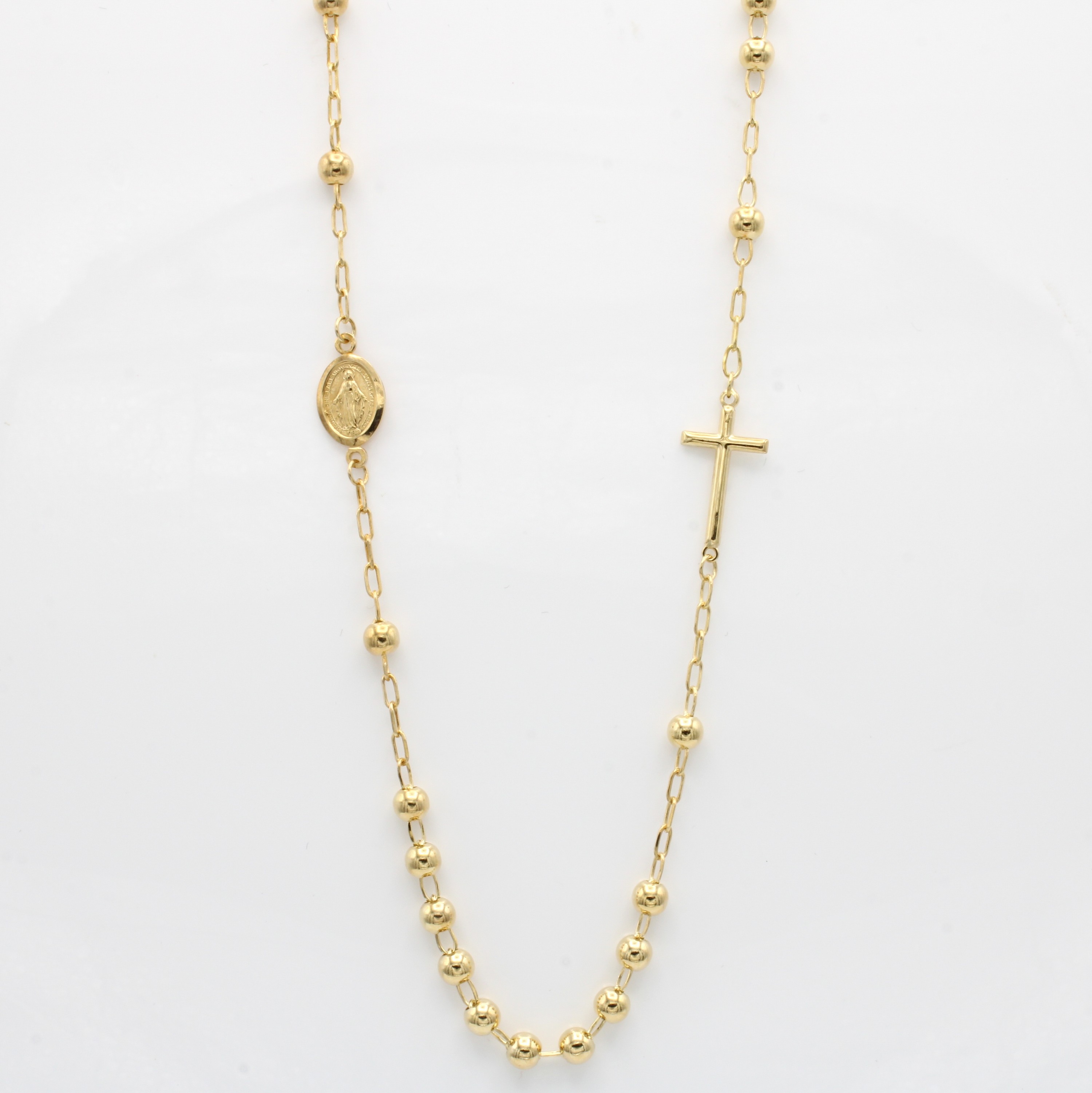 Image 26929455 - Collier ´Rosenkranz´, GG 585/000, Kugeln, Kreuz und Madonnenemblem, Karabinerschl., L. ...