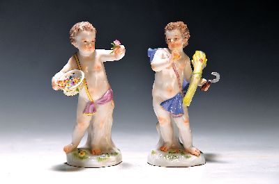 Image 26929444 - Paar Porzellanfiguren Allegorien auf Frühling und Sommer, Meissen, 20.Jh., 1.Wahl, ...