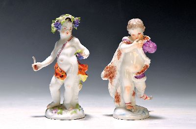 Image 26929445 - Paar Porzellanfiguren Allegorien auf Herbst und Winter, Meissen , 20.Jh., 1.Wahl, ...