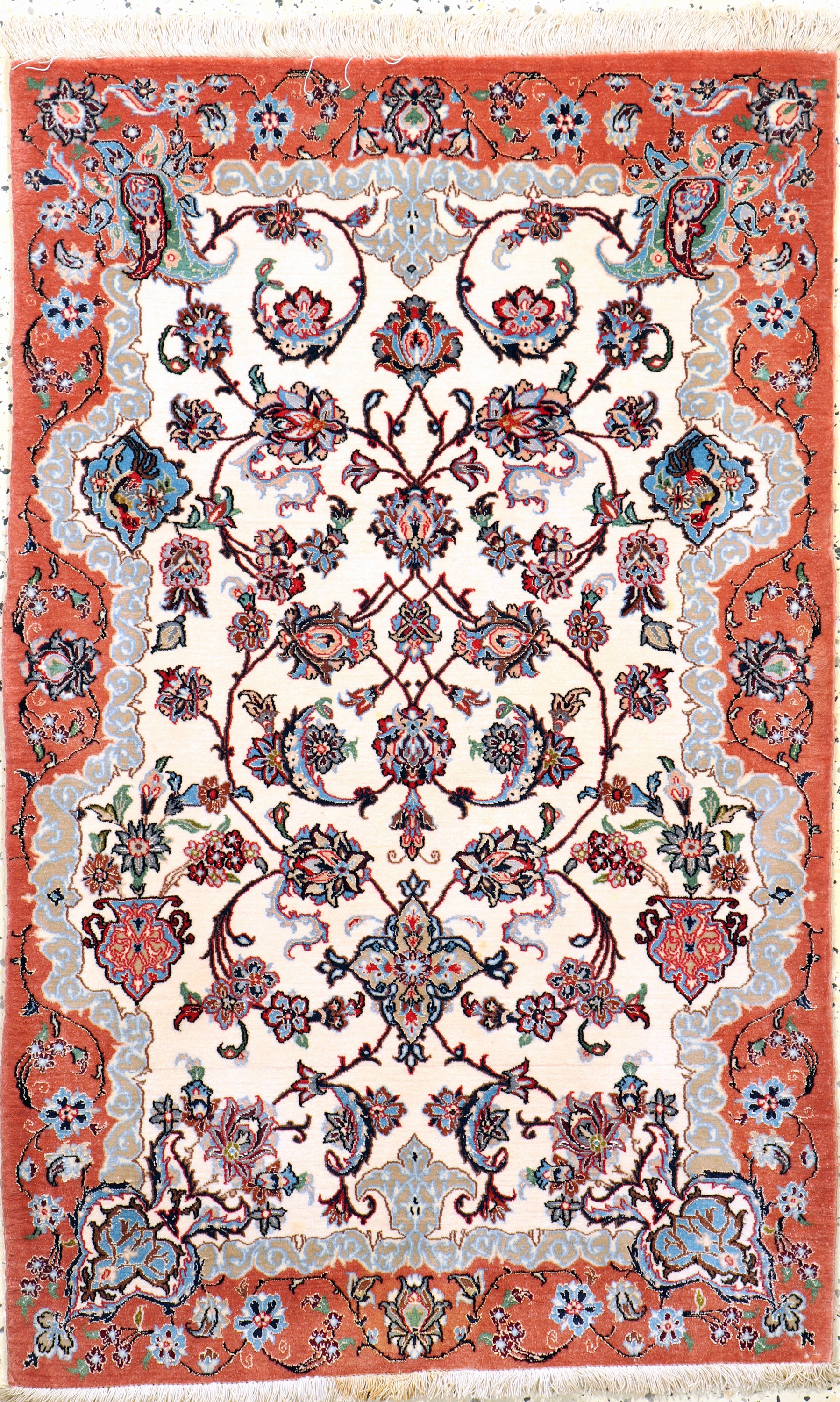 Esfahan fein, Persien, Ende 20.Jhd., Korkwolle mit und auf Seide, ca. 125 x 78 cm, EHZ: 2, kleine Flecken & Mottenfraß