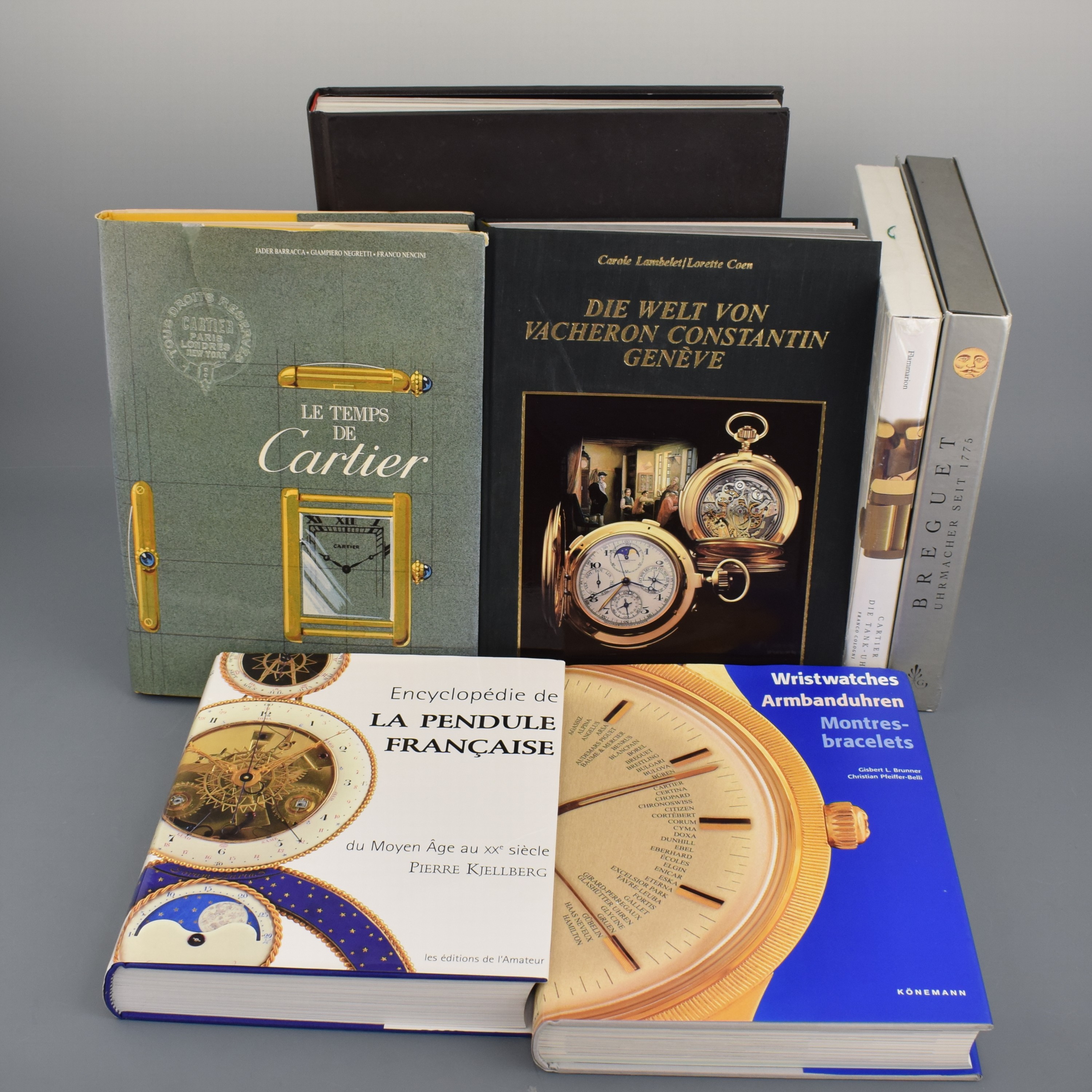 Konvolut: 7 Uhrenfachbücher, 1) "Die Welt von Vacheron Constantin Geneve", 2) "Cartier Die Tank-Uhr", 3) "La Pendule ...