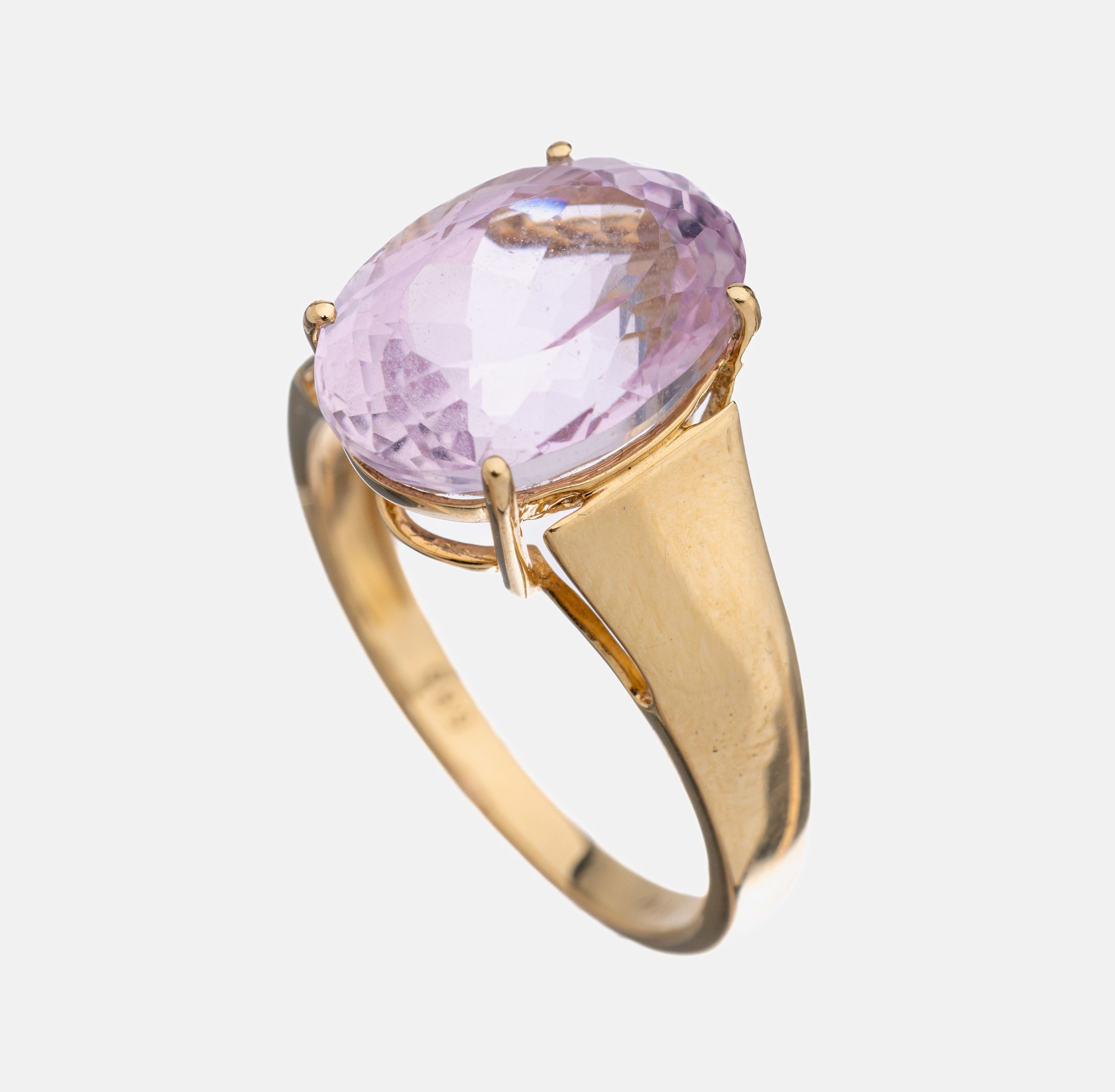 14 kt Gold Morganit-Ring, GG 585/000, ovalfacett. Morganit ca. 5.0 ct, RW 60, ca. 5.0 g