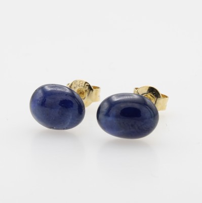 Image 26930168 - Paar Ohrstecker mit Iolithen, GG 585/000, 2 ovale Iolithcabochons Schätzpreis: 160, ...