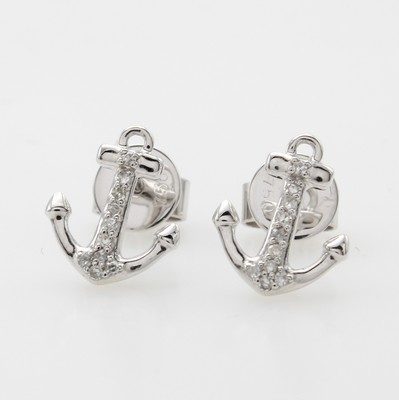 Image 26930169 - Paar Ohrstecker "Anker" mit Diamanten, WG 750/000, Diam. zus. ca. 0.06 ct ...