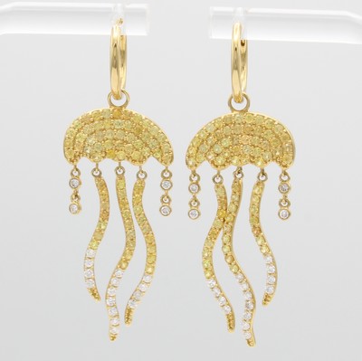 Image Paar Creolen "Quallen" mit Brillanten und Saphiren, GG 750/000, Brill. zus. ...