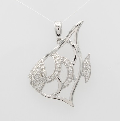 Image Anhänger "Fisch" mit Diamanten, WG 585/000, Diam. zus. ca. 0.14 ct ...