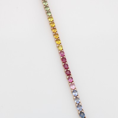 Image Armband mit Saphiren und Diamanten, RG 585/ 000, ovale, bunte Saphire zus. ca. 7.94 ct, ...