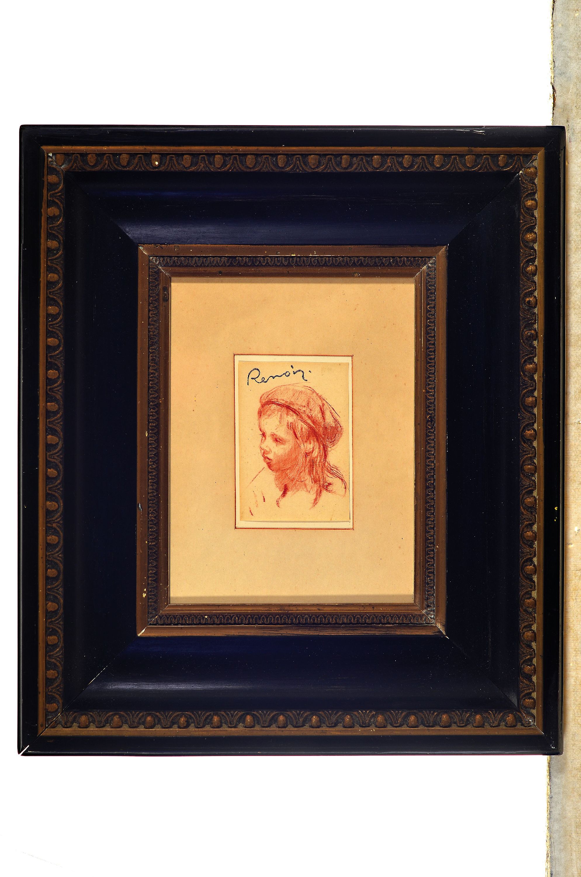Detail k: Zuschreibung: Pierre Auguste Renoir, 1841-1919, Tete de jeune fille, Rötelzeichnung auf Papier, links oben Stempel: Renoir (Lugt 2137 b), ca. ...