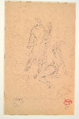 26930447k - George Romney, 1734-1802, Studienblatt mit 2 Personen, Bleistift auf Papier, rechts ...