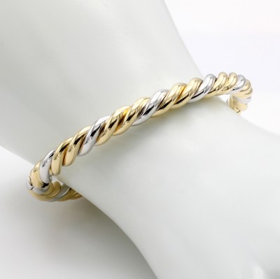 26930677a - Armreif im Kordeldesign, GG/WG 585/000, m. Klappscharnier, B. ca. 6 mm, M. ca. 6.5x 5.5 ...