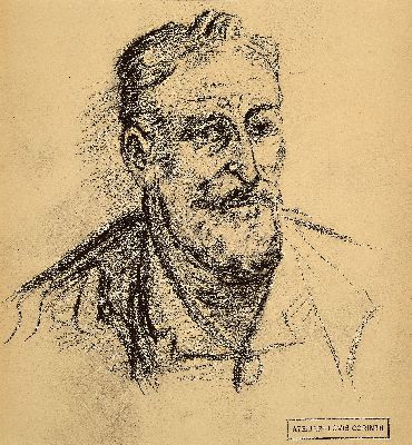 Image Lovis Corinth, 1858-1925, Kopfstudie eines bärtigen Mannes, Kohlezeichnung auf ...