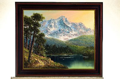 26930695k - Manfred Herzog, geb. 1949 Ludwigshafen am Rhein, Blick auf die Zugspitze, Öl/Lwd, ...