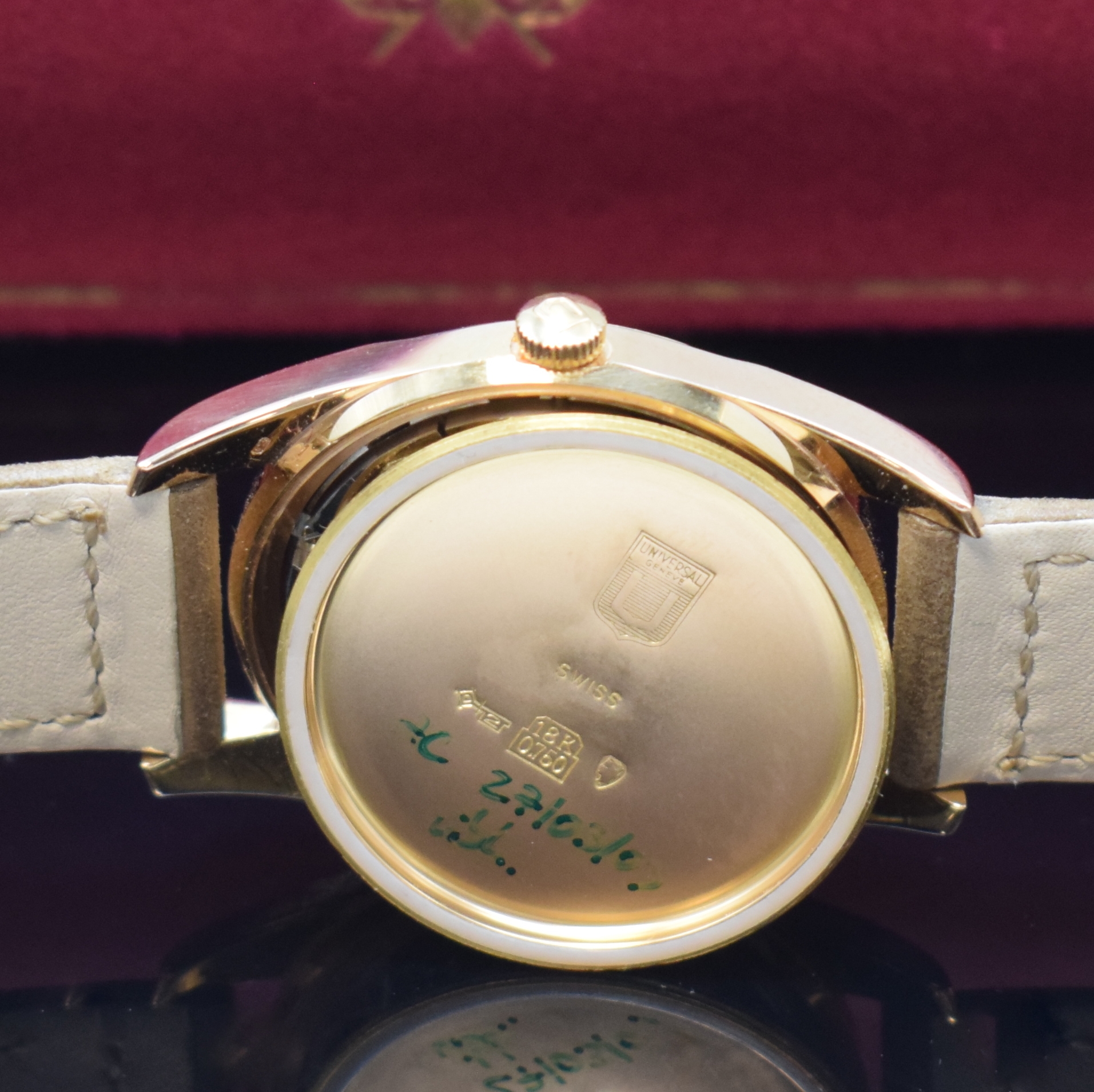 Detail g: UNIVERSAL GENEVE feine und sehr seltene Herrenarmbanduhr Polerouter De Luxe in RG 750/000 Referenz 10357 4, Automatik, Schweiz um 1957, aufw. ...