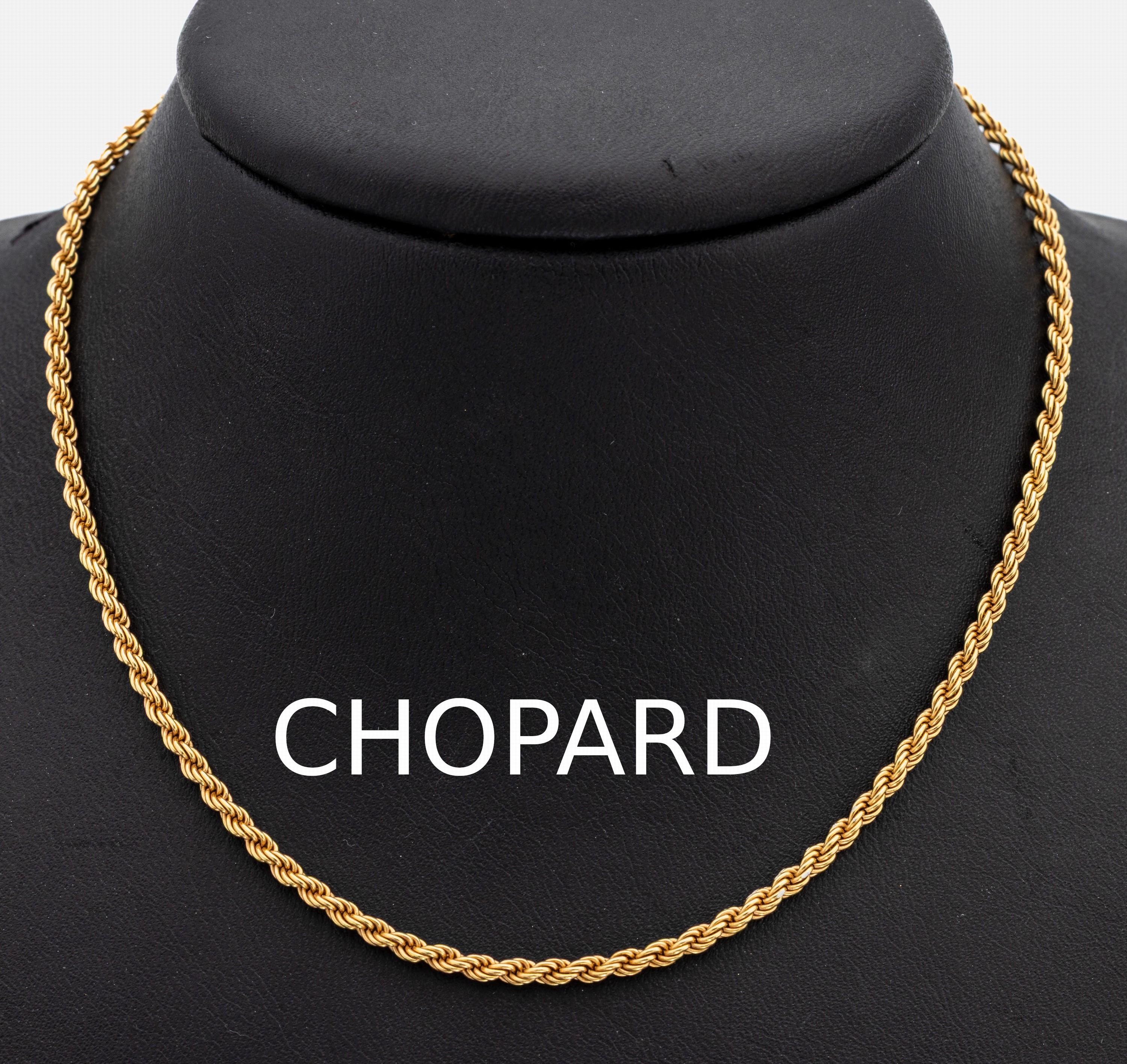 18 kt Gold CHOPARD Kette, GG 750/000, Kordelkette, L. ca. 60 cm, Karabinerschließe, ca. 17.8 g, sign.