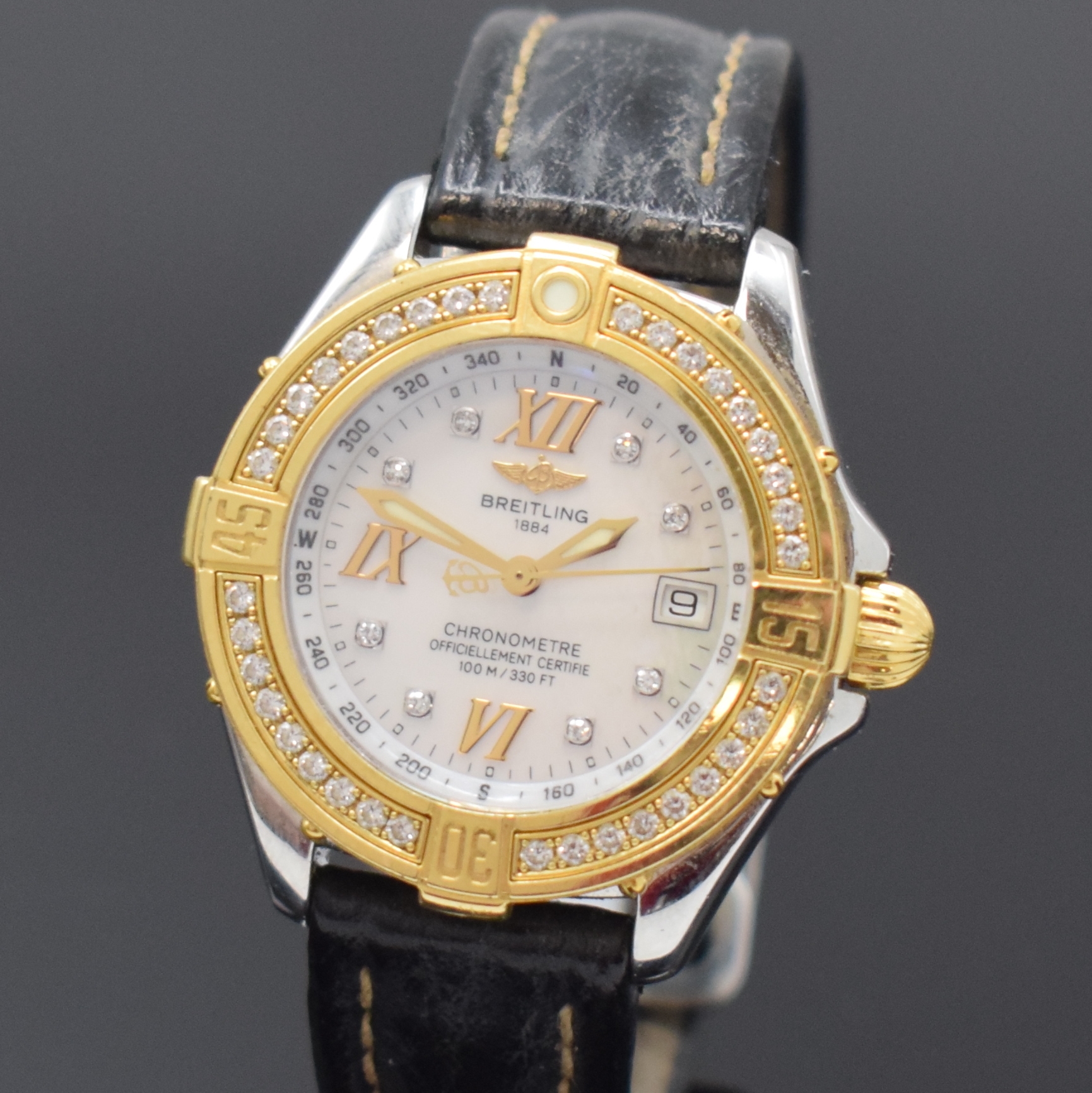 Detail a: BREITLING Damenarmbanduhr Serie Lady B-Class Chronometer Referenz D67365, Schweiz um 2000, quarz, orig. Lederband m. Faltschl., Boden verschr., ...