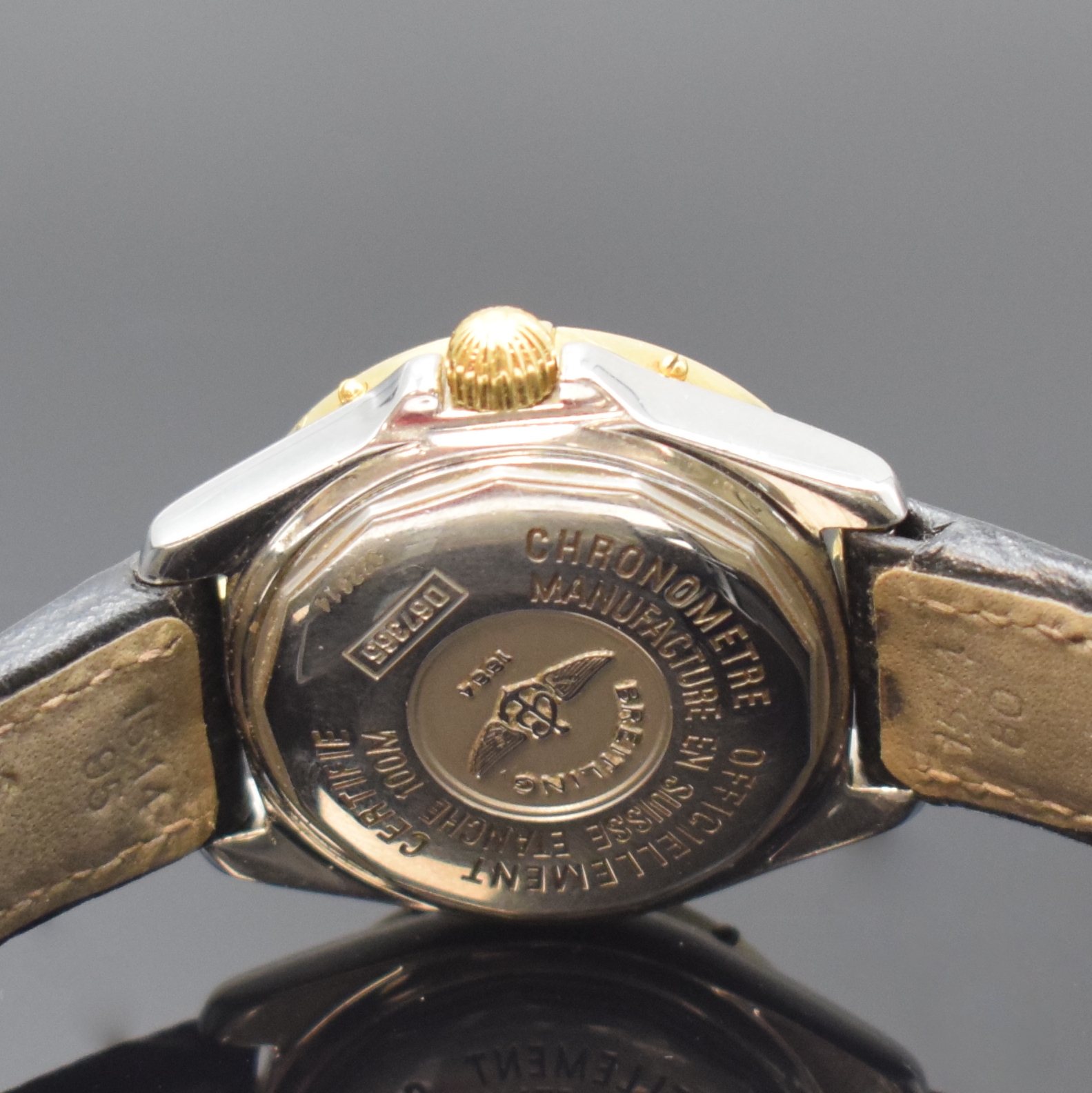 Detail d: BREITLING Damenarmbanduhr Serie Lady B-Class Chronometer Referenz D67365, Schweiz um 2000, quarz, orig. Lederband m. Faltschl., Boden verschr., ...
