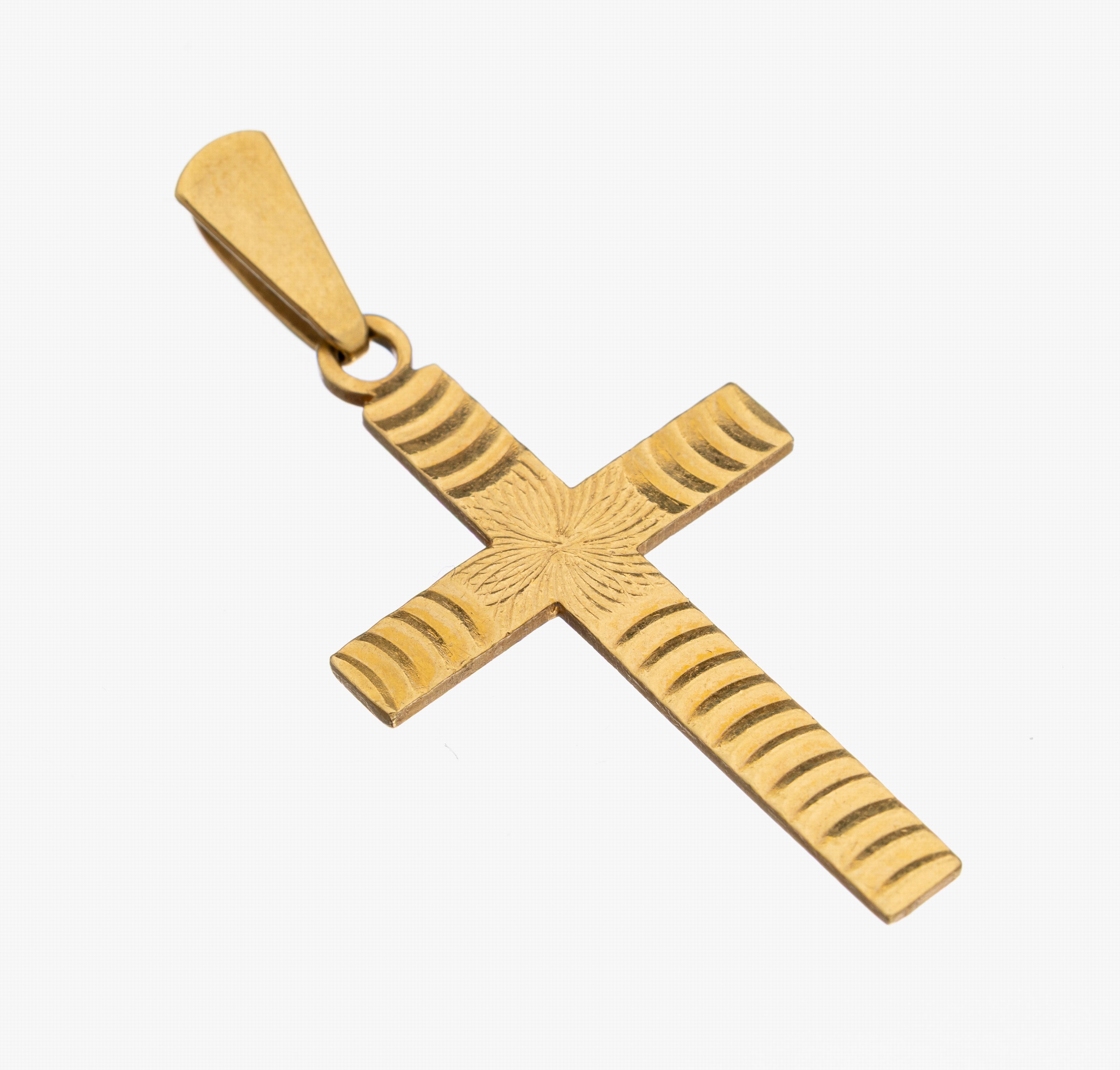 18 kt Gold Kreuzanhänger, GG 750/000, Oberfläche strukt., ca. 4.2 x 2.1 cm, ca. 3.4 g