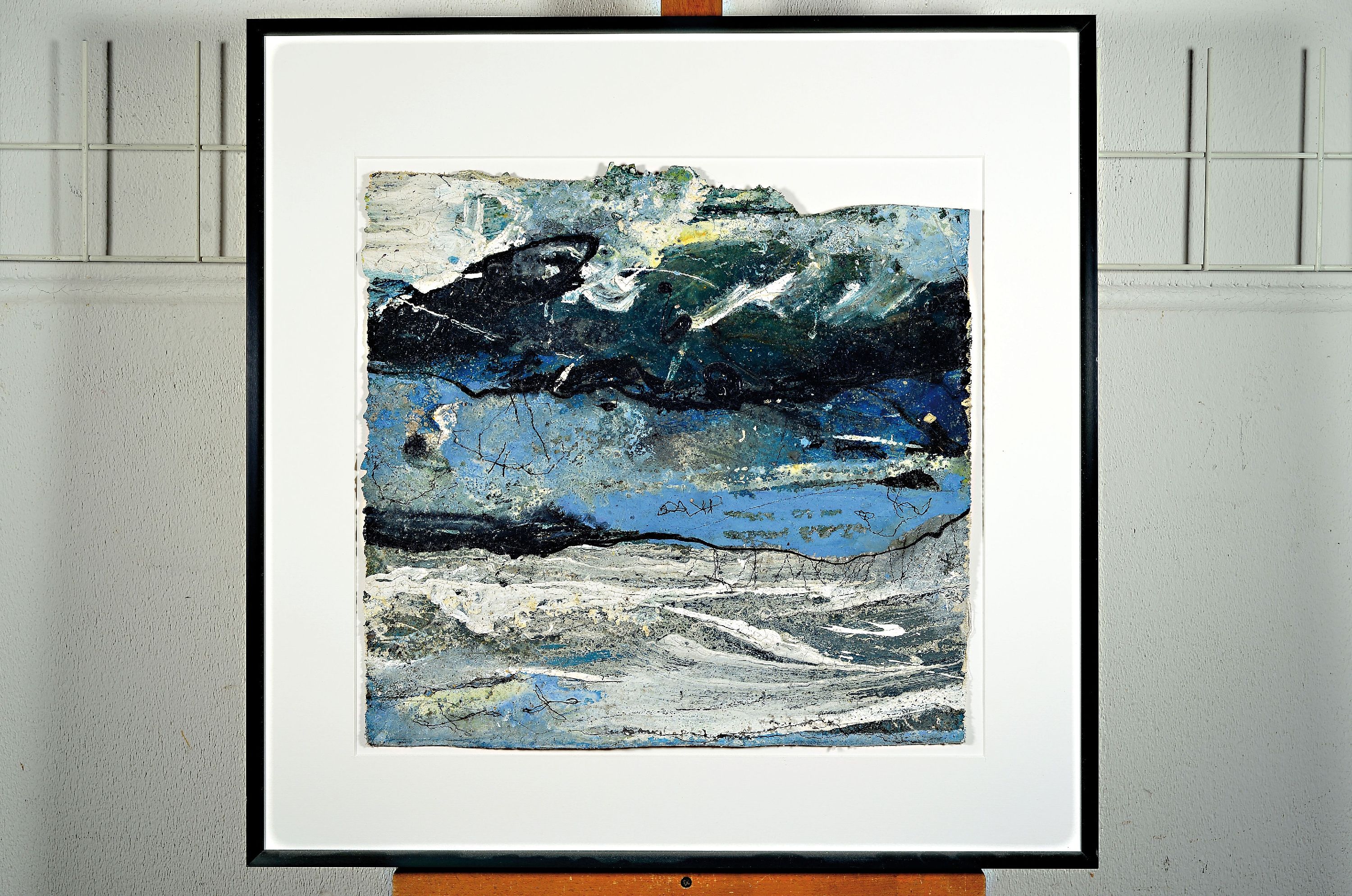 Detail k: Claudia Tebben, geb. 1966 Gelsenkirchen, Somnus 2/2, Mischtechnik auf einem Leinwand- Stück, von 2008, ca. 43x44cm, PP, R. ca. 71x71cm, Studium an ...