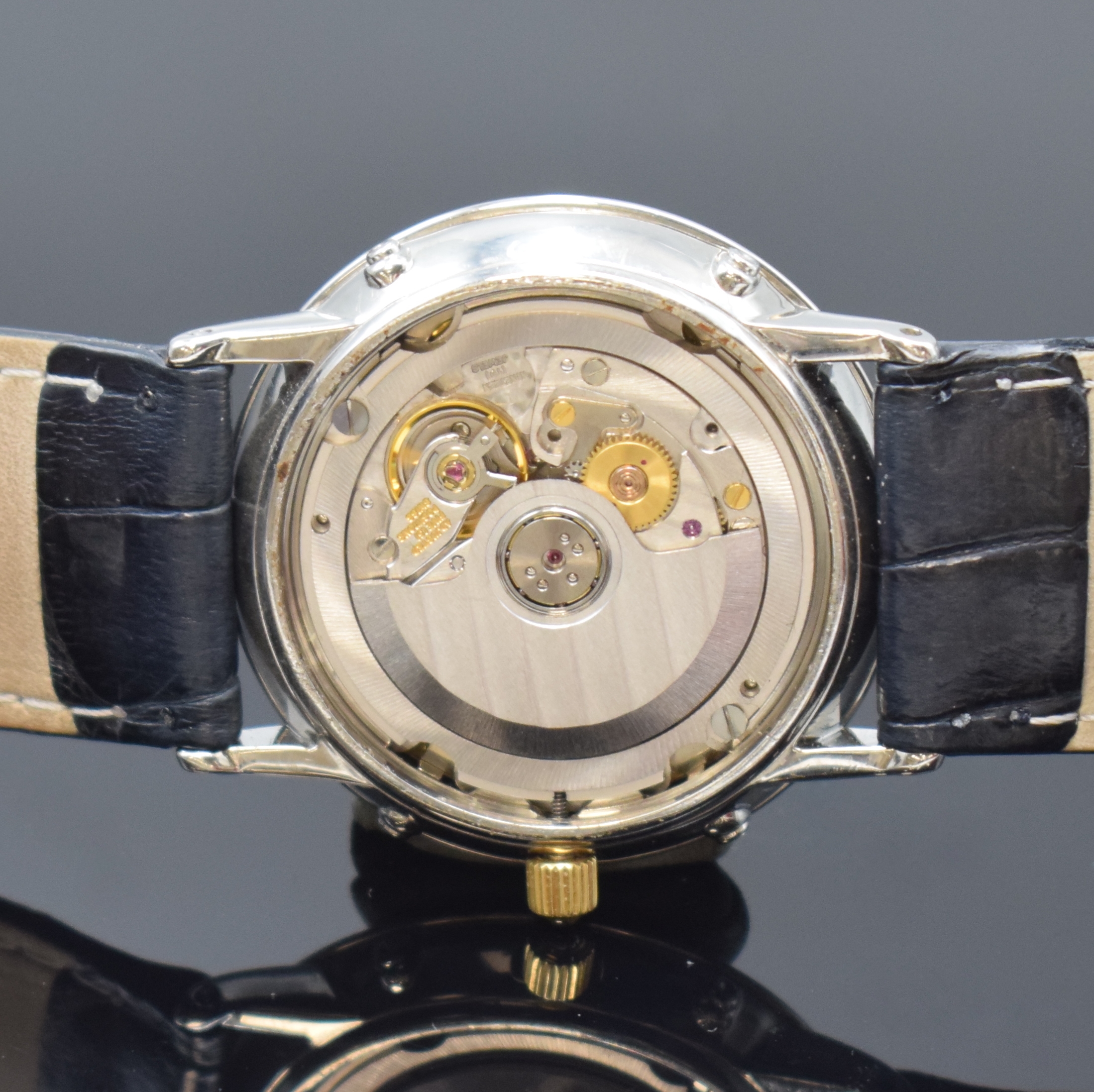Detail g: BLANCPAIN astronomische Armbanduhr mit Vollkalenderanzeige Serie Villeret, Schweiz um 1995, Automatik, Edelstahl/Gold komb. inkl. neutr. Lederband m. ...
